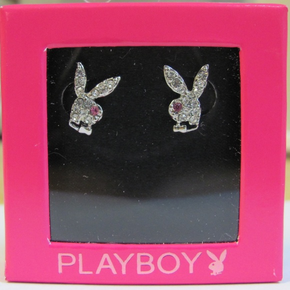Playboy Earrings Bunny Stud Swarovski Crystal RARE - Picture 2 of 8